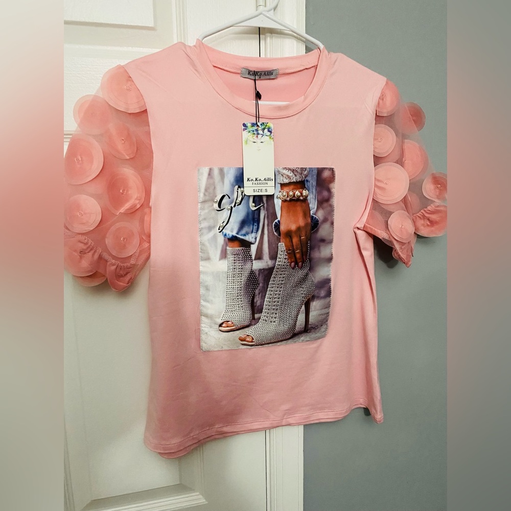 Pink Sheer Sleeved stylish Top